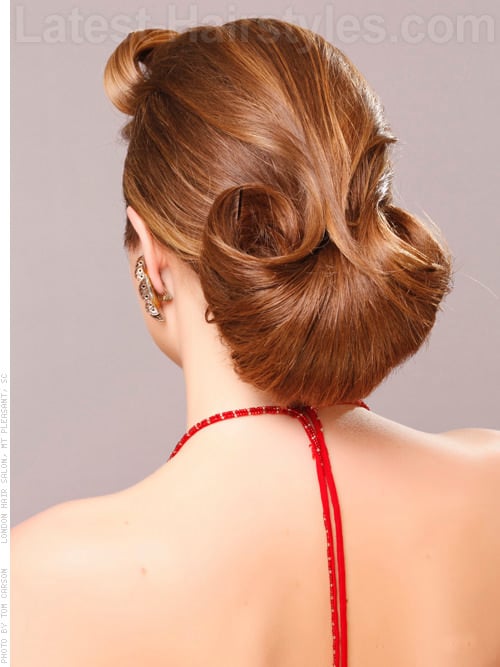 Flared Bun Dramatic Updo Back View