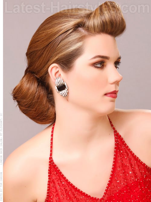 Flared Bun Dramatic Updo Retro Glamour