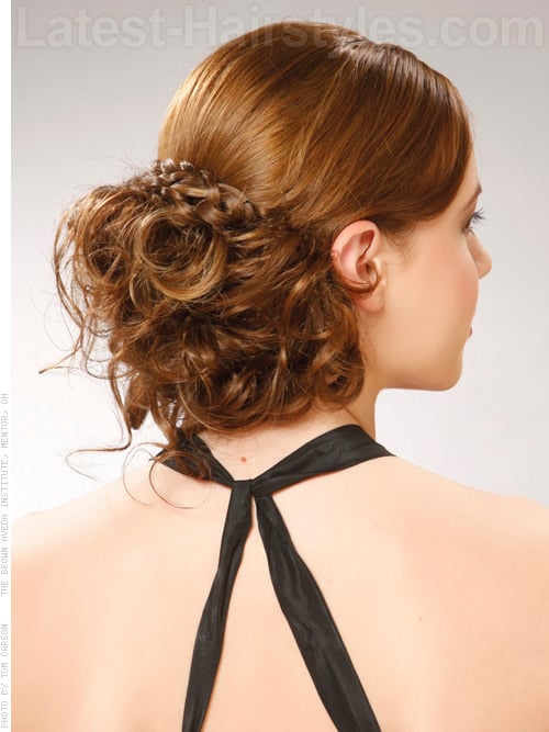 Holiday Updo Glamorous Low on Neck Style Back View