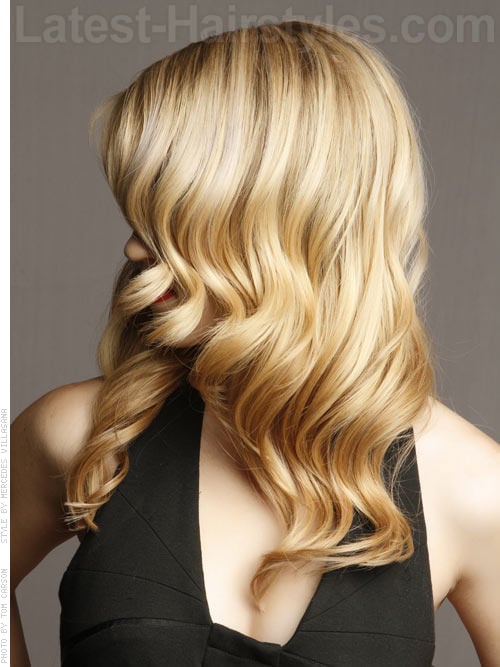 Modern Glamour Hollywood Look Blonde Hair - Side View