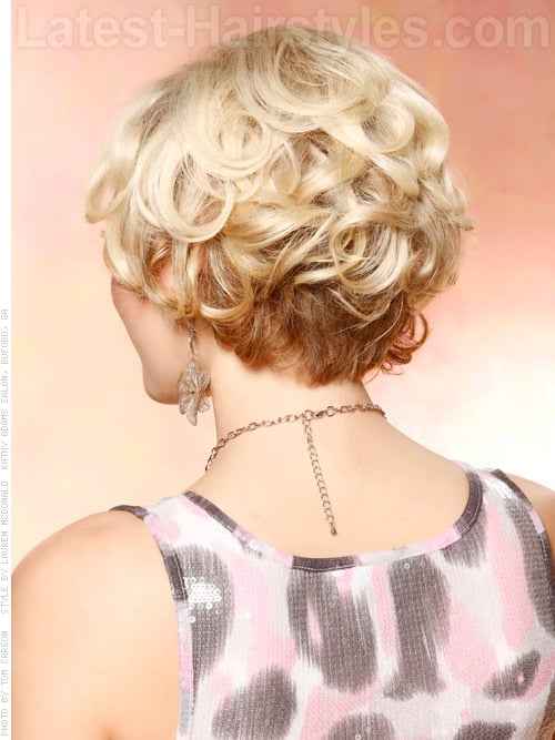 Short Blonde Layered Style with Lots of Volume - Back View