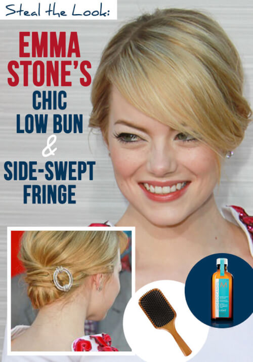 As Emma Stone traveled around the the world for the premiere of the  How to Pull Off Emma Stone’s Chic Low Bun in addition to Side-Swept Fringe