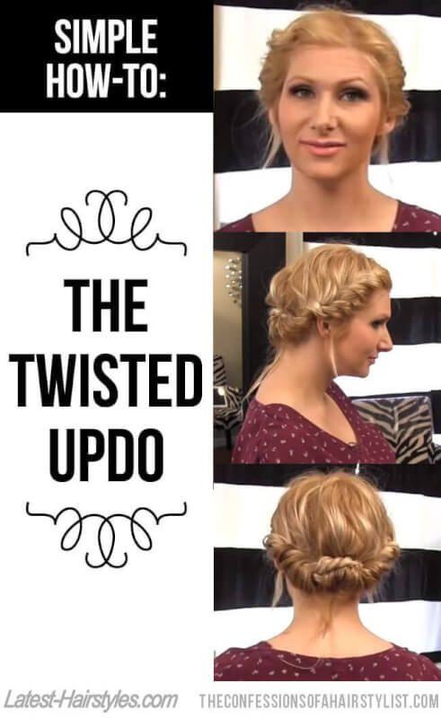 Getting tired of braiding in addition to would dearest a quick updo that looks every bit as gorgeous Simple Hair How-To: The Twisted Updo