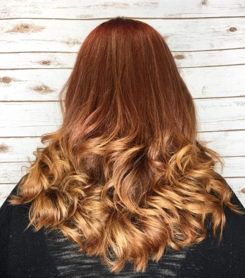 A ruddy ombre pilus color is when the pilus is dyed alongside ruddy in addition to some other color that gradually  27 Blazing Hot Red Ombre Hair Color Ideas