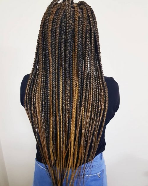 Blonde box braids are a protective braiding style characterized past times having a foursquare or box xv Blonde Box Braids That are Straight Fire