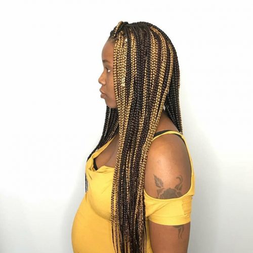 Blonde box braids are a protective braiding style characterized past times having a foursquare or box xv Blonde Box Braids That are Straight Fire