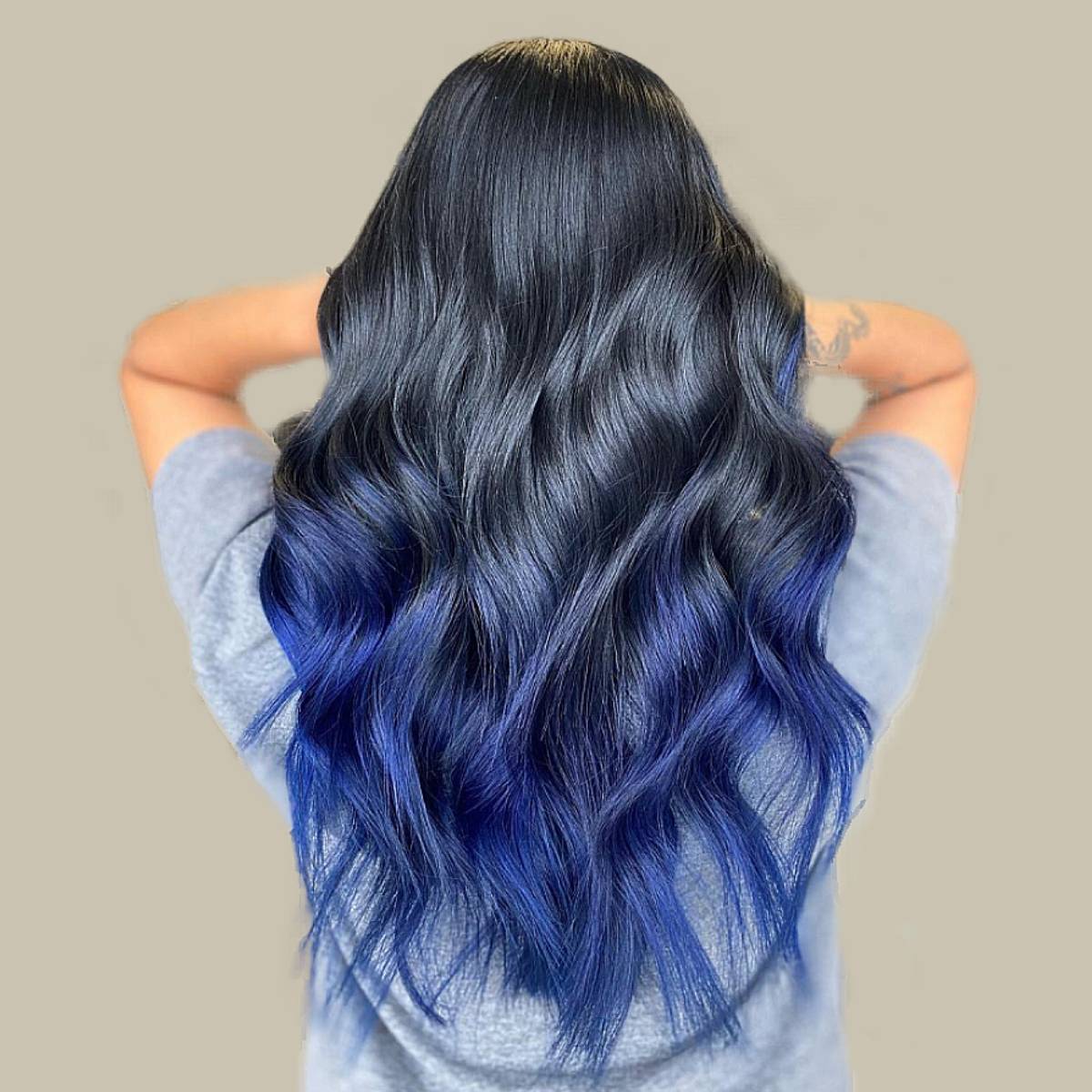 underneath of hair dyed blue