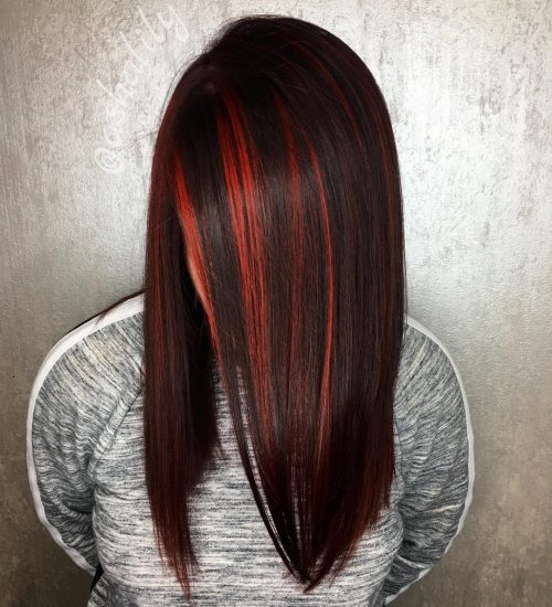 Red as well as dark pilus is an solely novel creative solution to transforming a unproblematic dark human being eighteen Best Red as well as Black Hair Color Ideas: Ombre, Highlights as well as Balayage