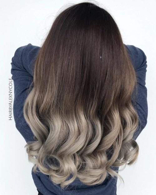 toned pilus color where the pilus is to a greater extent than oft than non darker at the roots too transitions into grayish The xiv Coolest Grey Ombre Hair Color Ideas