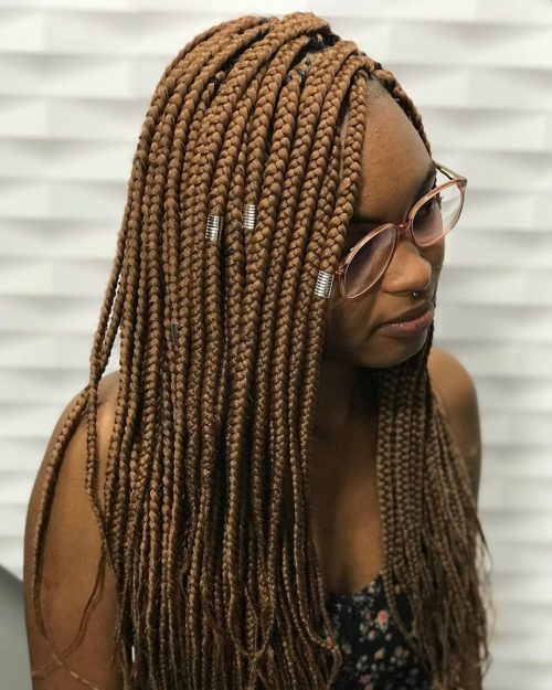 Blonde box braids are a protective braiding style characterized past times having a foursquare or box xv Blonde Box Braids That are Straight Fire