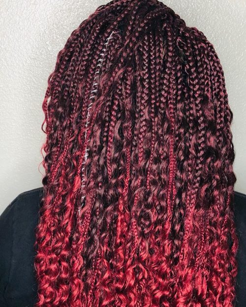 Burgundy box braids are a protective hairstyle dyed inwards a darker shade of ruddy in addition to divided i The xiii Hottest Burgundy Box Braids