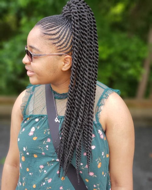  a casual yet creative braid running downwardly your dorsum volition teach you lot noticed without a dubiety 17 Hot Styles –  Braided Ponytail for Black Hair inwards 2019