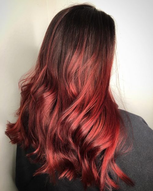 A ruddy ombre pilus color is when the pilus is dyed alongside ruddy in addition to some other color that gradually  27 Blazing Hot Red Ombre Hair Color Ideas