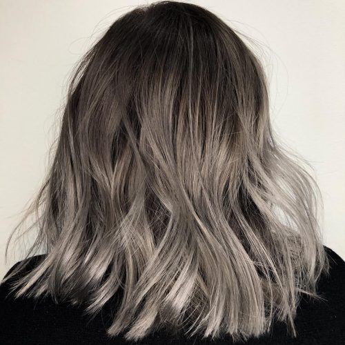 toned pilus color where the pilus is to a greater extent than oft than non darker at the roots too transitions into grayish The xiv Coolest Grey Ombre Hair Color Ideas