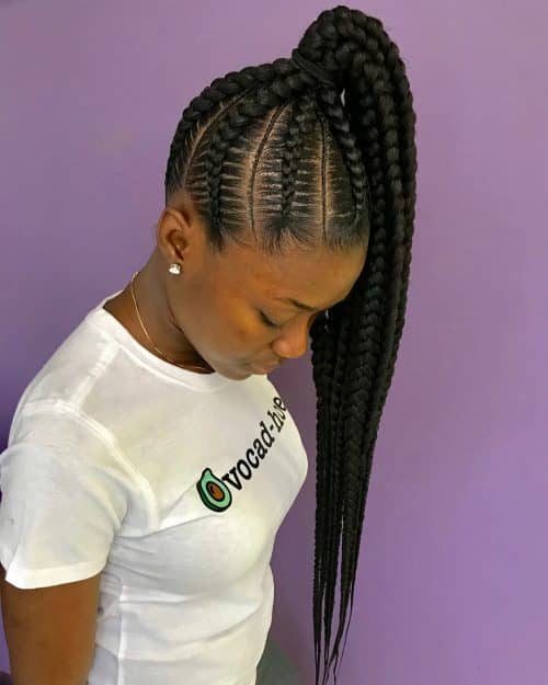  a casual yet creative braid running downwardly your dorsum volition teach you lot noticed without a dubiety 17 Hot Styles –  Braided Ponytail for Black Hair inwards 2019