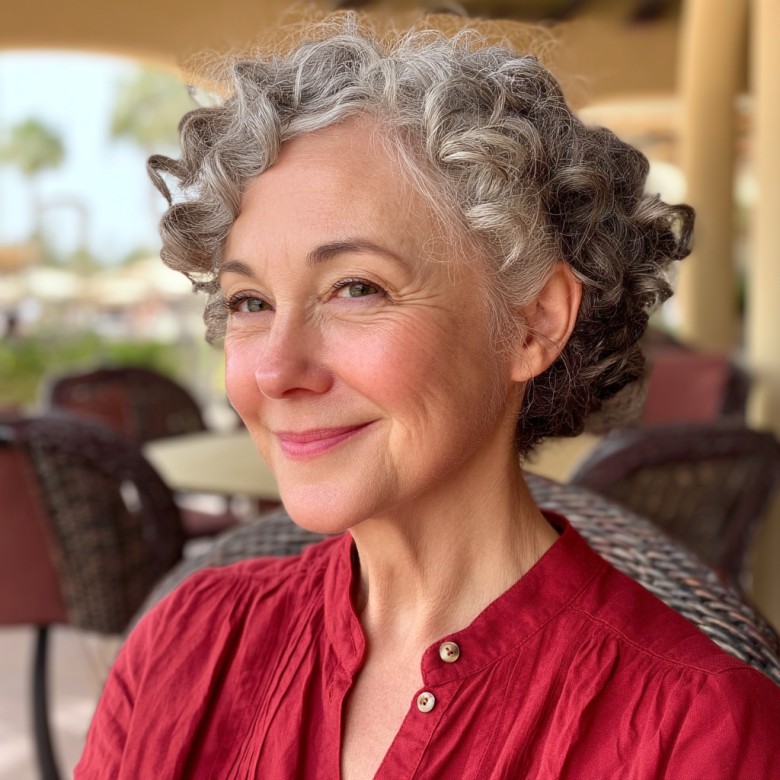 Elegant Short Curly Gray Hairstyle