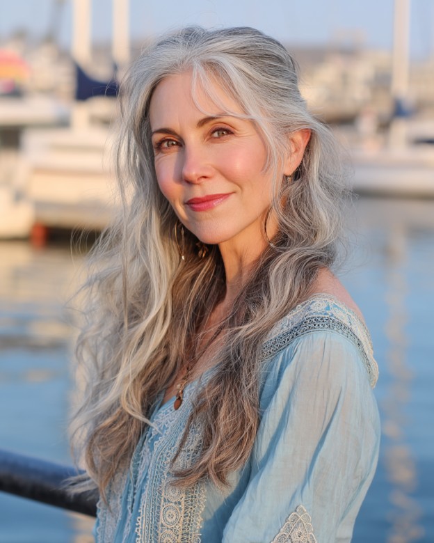 Timeless Long Gray Hair with Soft Waves