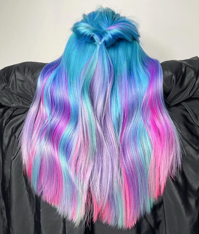 Radiant Long Layers with Candy-Colored Highlights