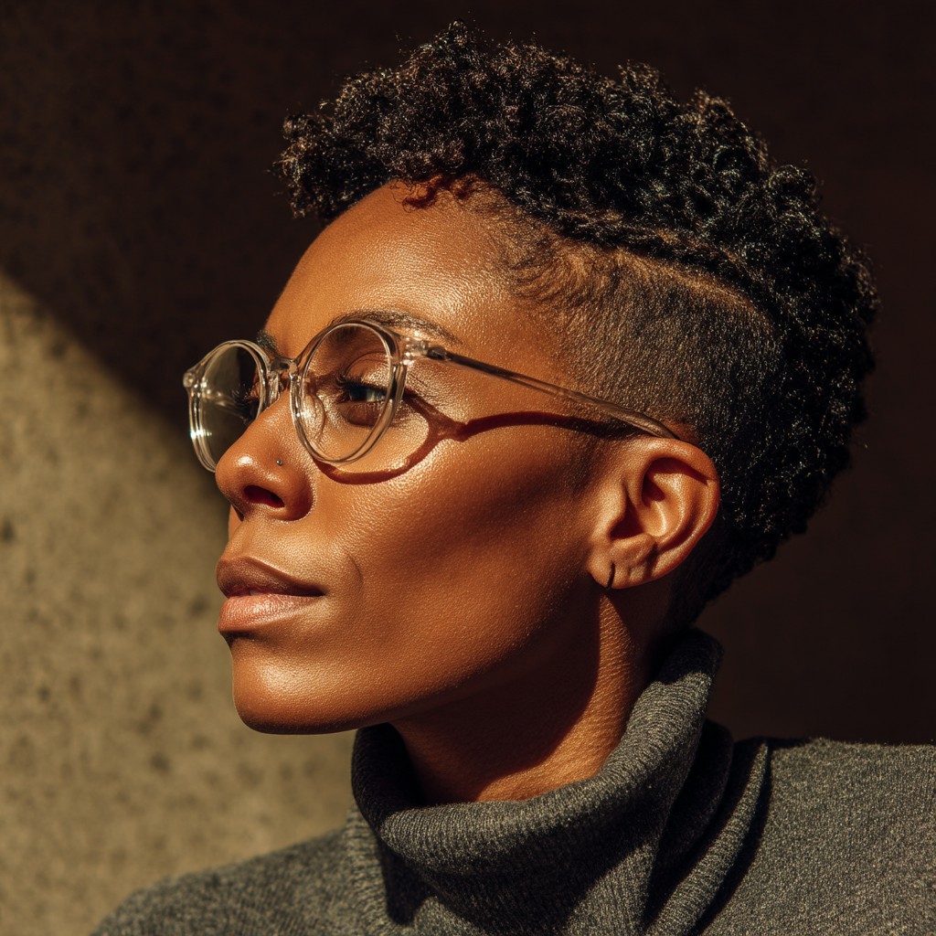 Stylish Curly Pixie Cut with Fade