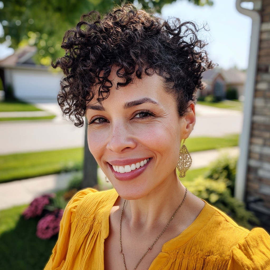 Stylish Curly Layered Cut with Defined Curls