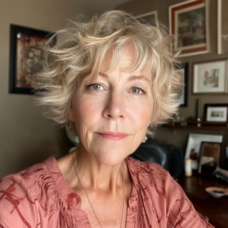 Chic Soft Curly Layered Cut for Mature Women