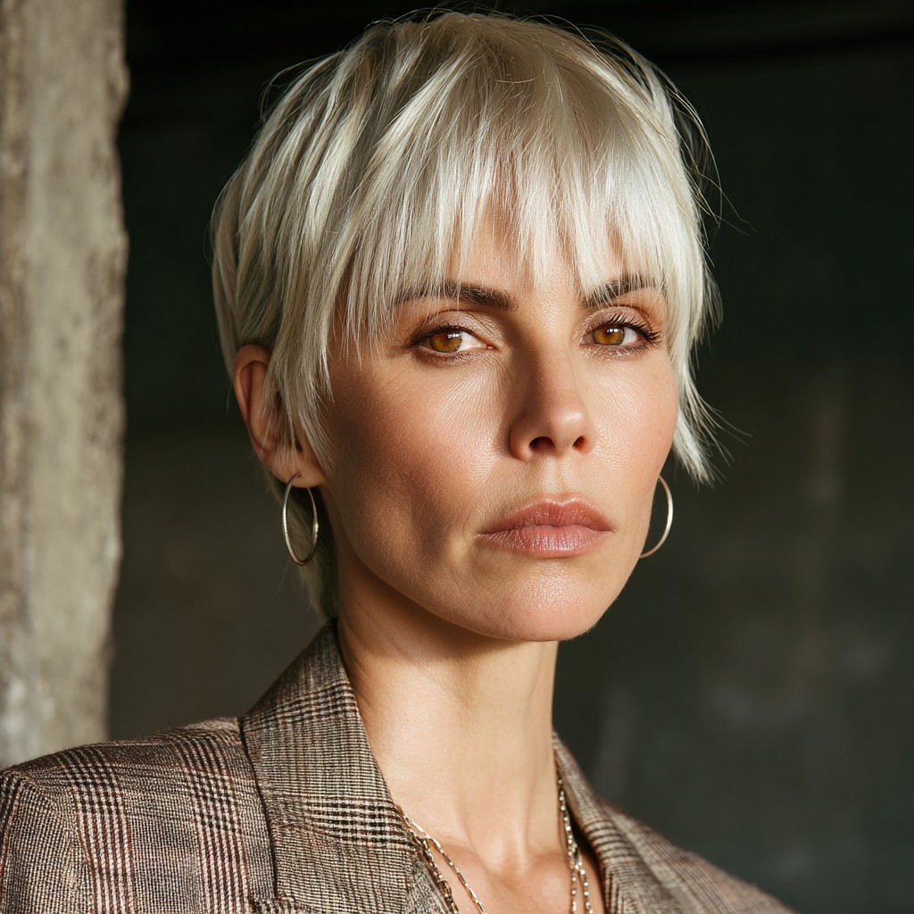 Edgy Choppy Pixie Cut with Textured Fringe