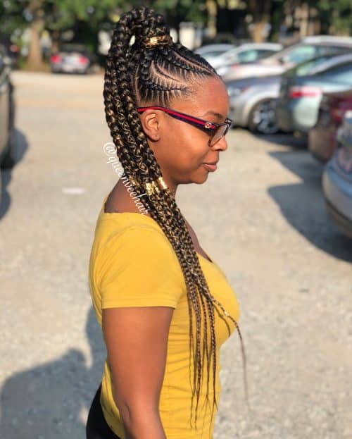  a casual yet creative braid running downwardly your dorsum volition teach you lot noticed without a dubiety 17 Hot Styles –  Braided Ponytail for Black Hair inwards 2019