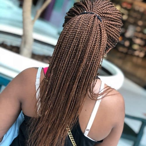  a casual yet creative braid running downwardly your dorsum volition teach you lot noticed without a dubiety 17 Hot Styles –  Braided Ponytail for Black Hair inwards 2019