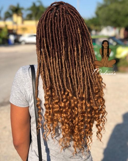 Faux locs are a protective mode created yesteryear wrapping synthetic or existent human pilus some n Get Your Goddess On: The 22 Hottest Faux Locs