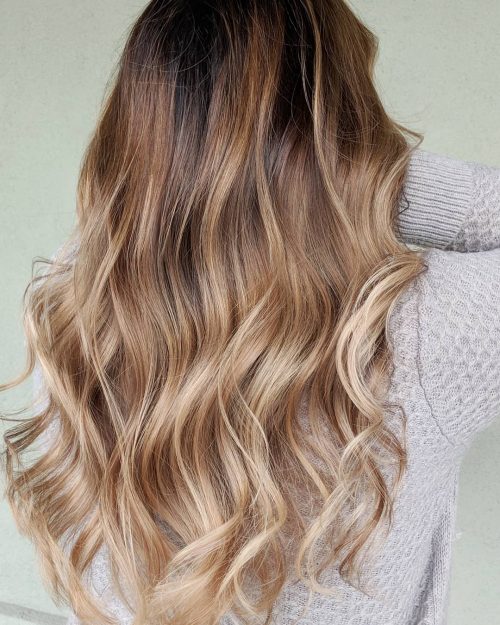 Light brown to platinum brunette hair color