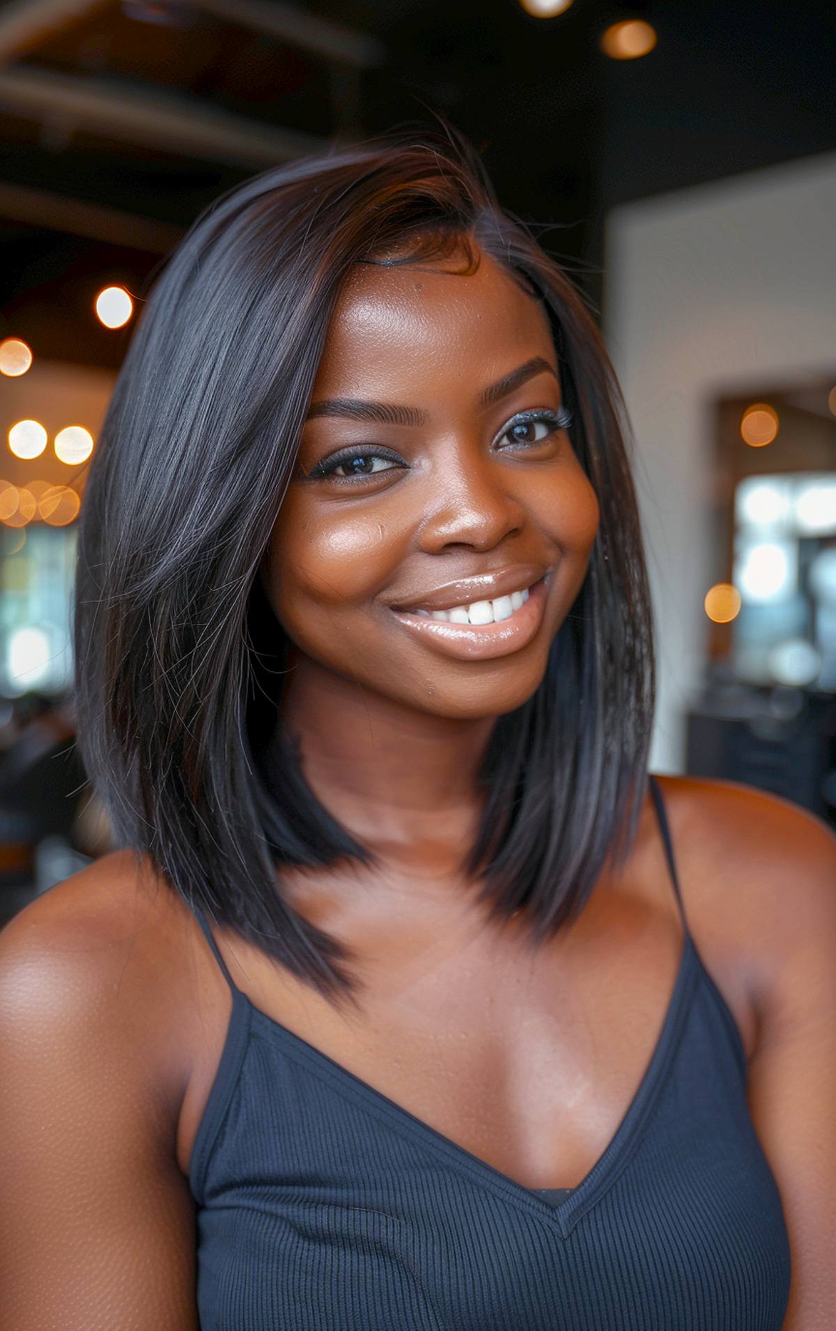 Long bob haircut for Black women