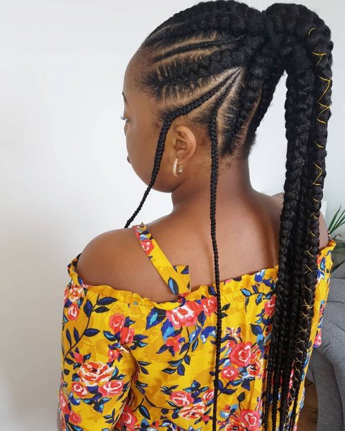  a casual yet creative braid running downwardly your dorsum volition teach you lot noticed without a dubiety 17 Hot Styles –  Braided Ponytail for Black Hair inwards 2019