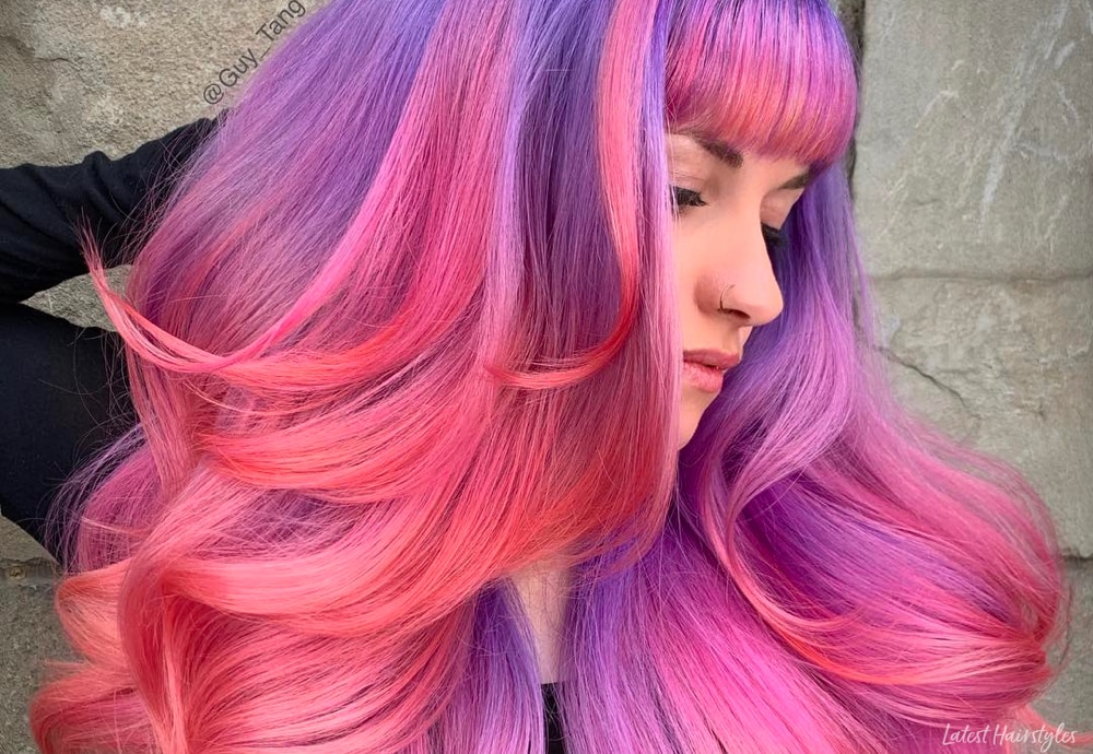 blue pink and purple ombre hair