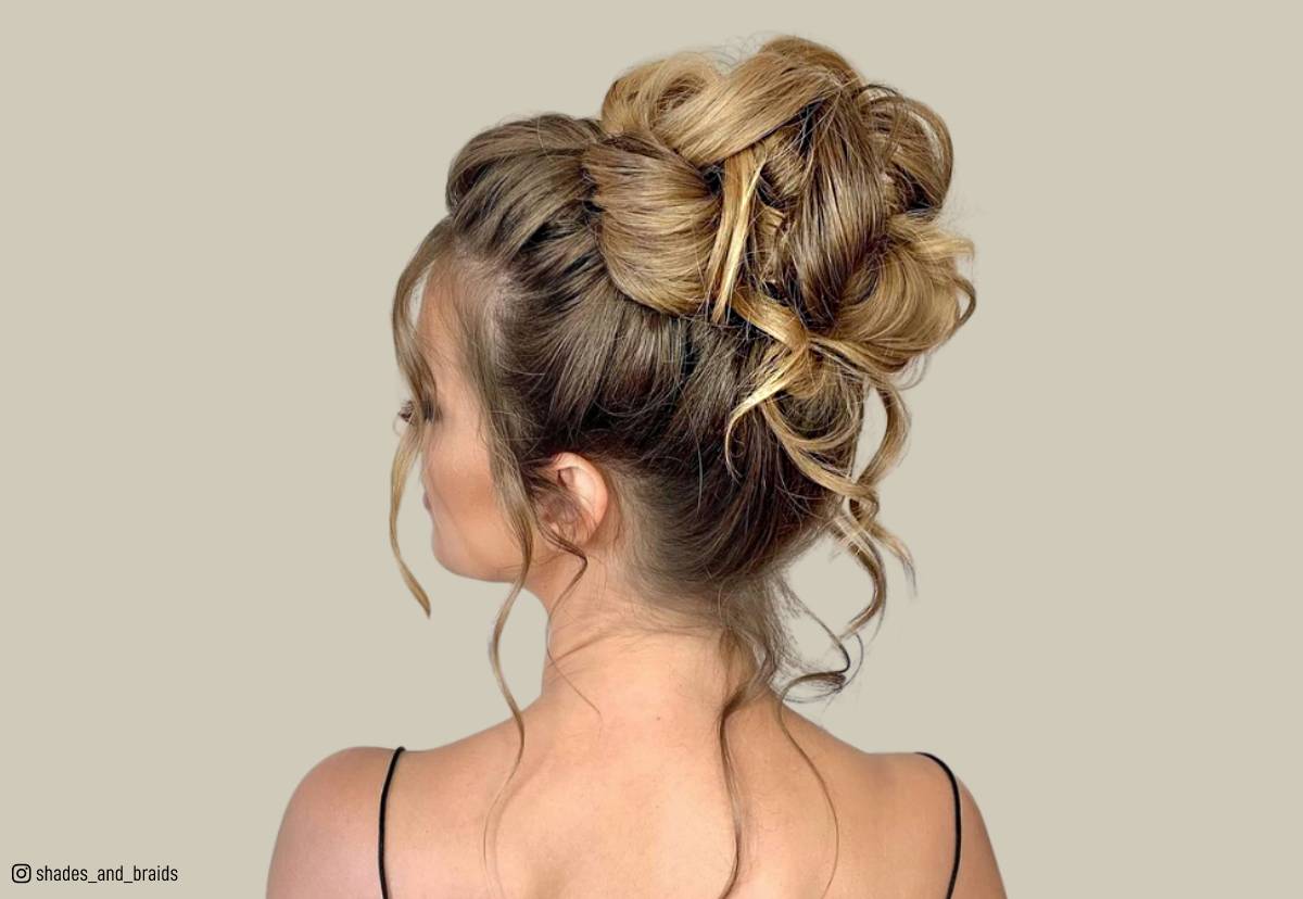 Image of Coiled updo pin up hairstyle long hair