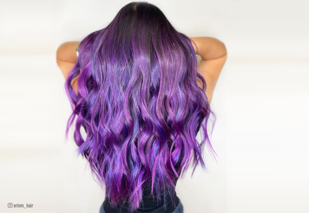black hair with purple and blue ombre