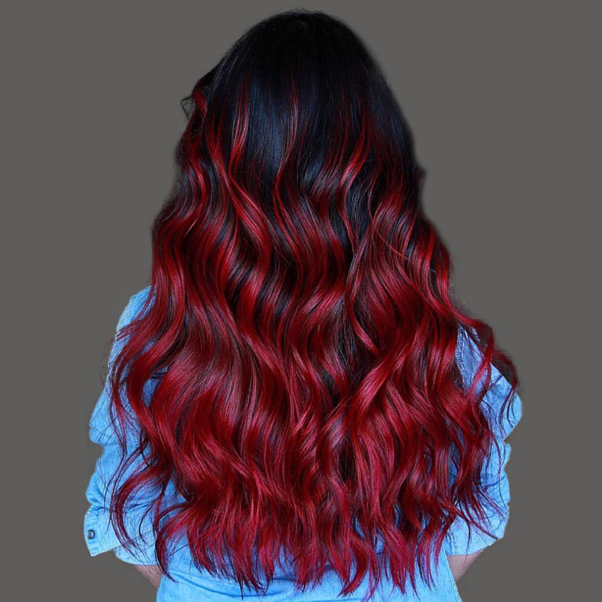 blue and red ombre hair