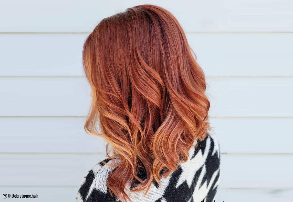 caramel hair color with red highlights