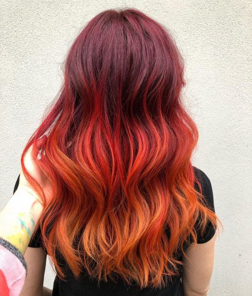 A ruddy ombre pilus color is when the pilus is dyed alongside ruddy in addition to some other color that gradually  27 Blazing Hot Red Ombre Hair Color Ideas