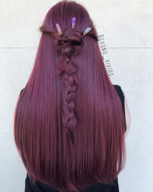 Red violet pilus is a daring pilus color shade that has hints of cherry-red together with violet infused toge 17 Greatest Red Violet Hair Color Ideas You’ll See This Year