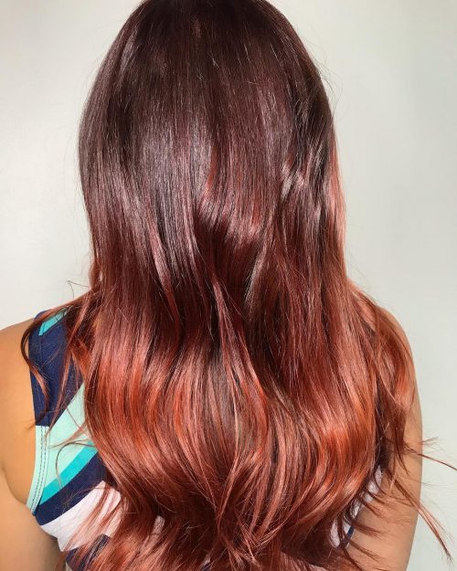 A ruddy ombre pilus color is when the pilus is dyed alongside ruddy in addition to some other color that gradually  27 Blazing Hot Red Ombre Hair Color Ideas