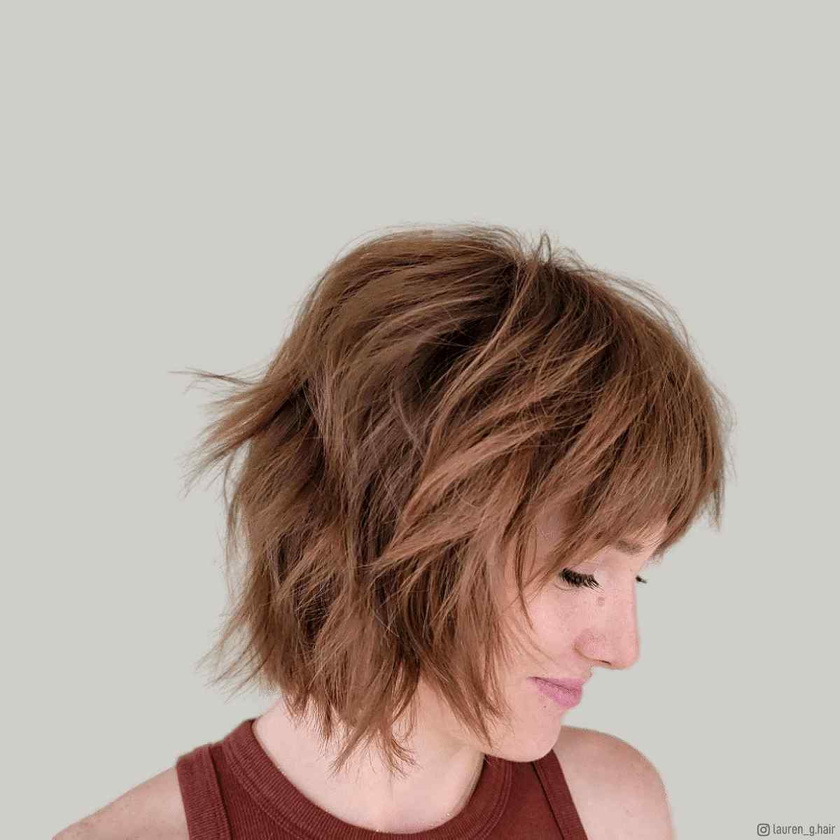 Image of Asymmetrical shag 1970s hair cut