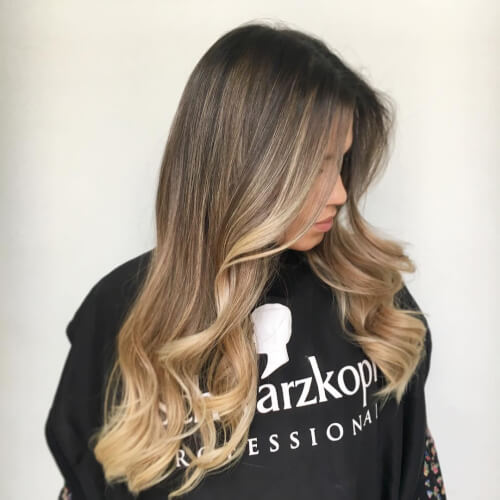 Ashey light brown ombre hair color