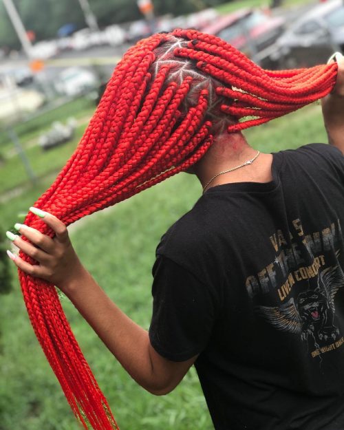 Red box braids are a type of braiding style that divides the pilus into  Here are xv Hot Examples of Red Box Braids