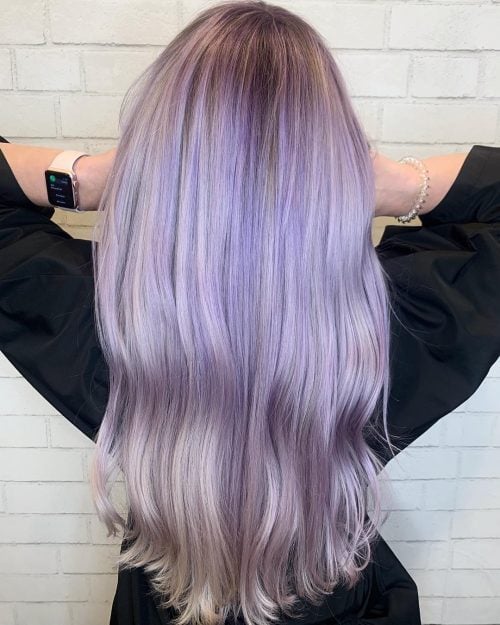 A low-cal majestic pilus color is a muted shade of majestic typically blended alongside grayness or ash xix Coolest Light Purple Hair Colors Right Now