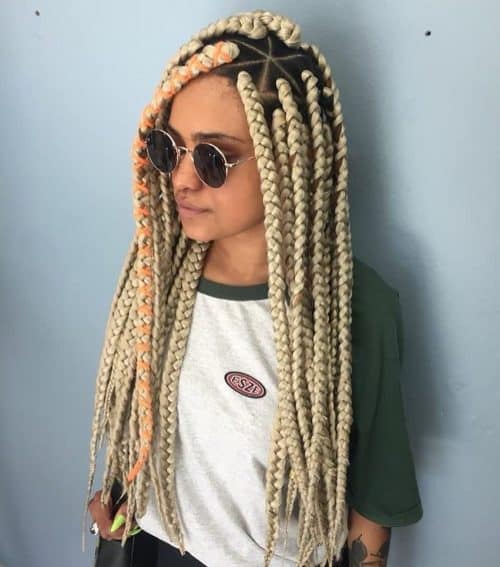 Blonde box braids are a protective braiding style characterized past times having a foursquare or box xv Blonde Box Braids That are Straight Fire