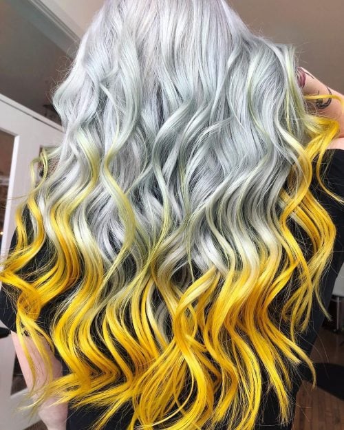 A xanthous pilus color is a fashion color that is brighter 21 Surprisingly Trendy Yellow Hair Color Ideas